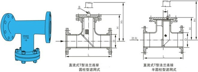 不銹鋼T型過濾器結(jié)構(gòu)圖